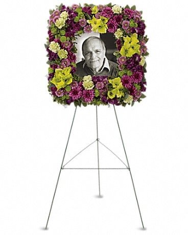 Mosaic of Memories Square Easel Wreath Sympathy Arrangement
