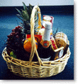Our baskets can be filled with fruit, candy or gourmet items.