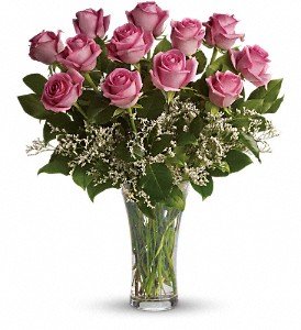 Make Me Blush - Dozen Long Stemmed Pink Roses in Reading PA, Heck Bros Florist