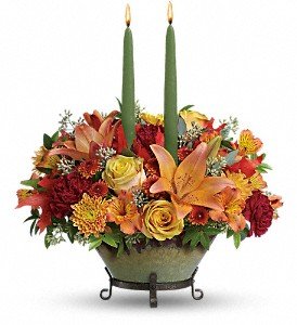 Teleflora's Golden Fall Centerpiece in Reading PA, Heck Bros Florist